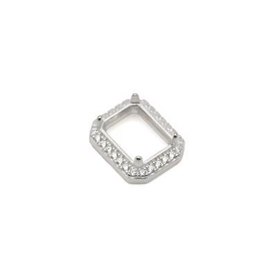 9x7mm 925 Octagon Tab Setting with Pave Setting