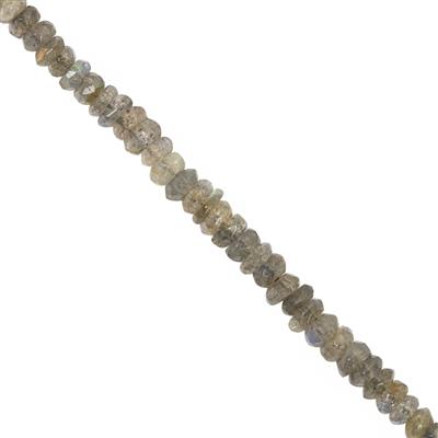 26cts Labradorite Faceted Roundels Approx 3x1 to 4x2mm 30cm Strand