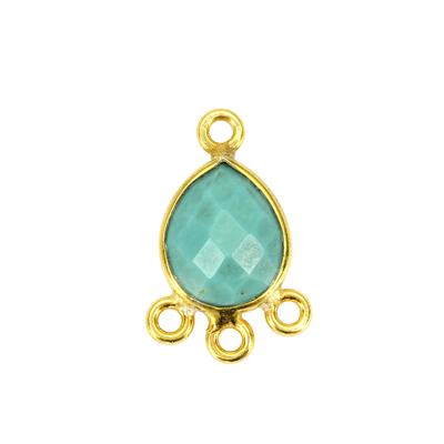Gold Plated 925 Sterling Silver Connector With Sleeping Beauty Turquoise Approx 17x11mm with 4 loops, 1pcs