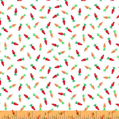 Farm Friends Tossed Carrots Ivory Fabric 0.5m