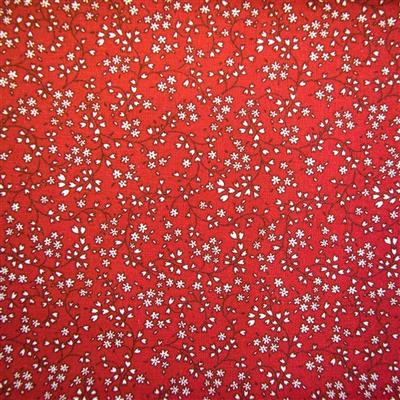 Vintage Miniatures Tangled Vines Red Fabric 0.5m