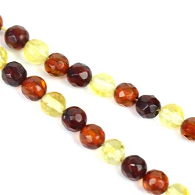 Baltic Multicoloured Amber Micro Faceted Rounds, Approx. 5mm, 20cm Strand