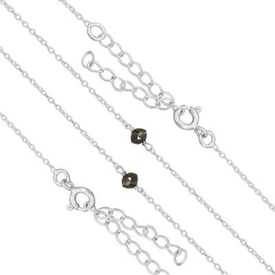 2x  Sterling Silver Station Necklace with 1.90ct Black Diamond Faceted Roundels Approx 3x2