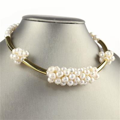 White Freshwater Cultured Potato Pearls, Gold 925 Sterling Featherweight Head Pins & Space