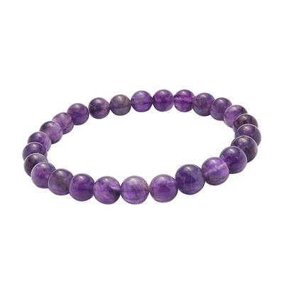 65cts Amethyst Smooth Rounds Approx 5 to 7mm, Stretchable Bracelet 