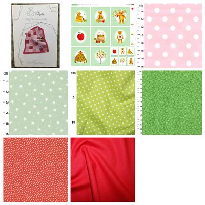 Family Comfort's Apple Picking Teddybear's Picnic Blanket Kit: Instructions, Fabric Panel (70cm x70cm) & Fabric (4.5m)
