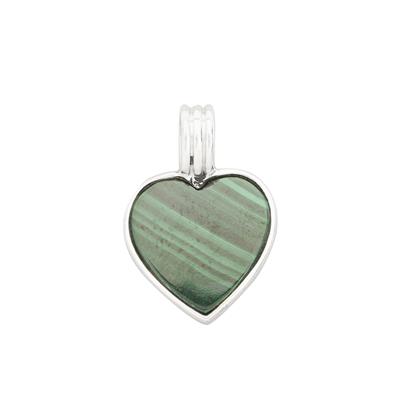 925 Sterling Silver Pendant with Heart Shape Malachite Approx 15mm