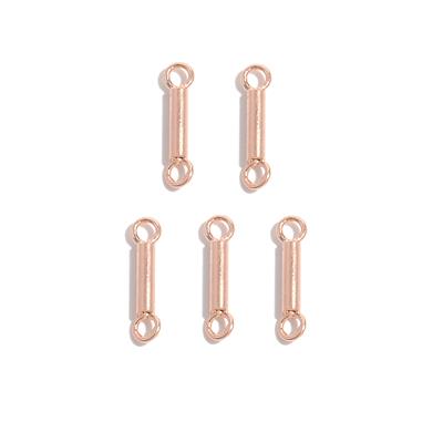 Rose Gold 925 Sterling Silver Spacer Tubes with Loops 11x1.5mm, 6pcs 