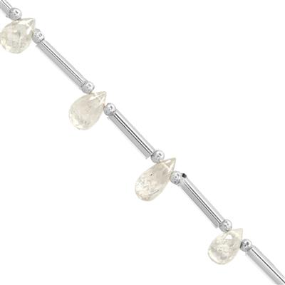 10cts White Zircon Faceted Drop Approx 5x3 to 7x4mm, 14cm Strand With Spacers