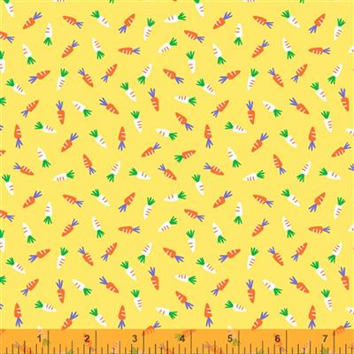 Farm Friends Tossed Carrots Yellow Fabric 0.5m