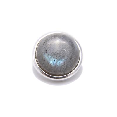 Silver Plated Base Metal Labradorite Button, Approx 12mm 