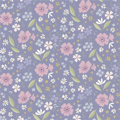 Lewis & Irene Presents Cassandra Connolly Floral Song Collection Floral Art Lavender Fabric 0.5m