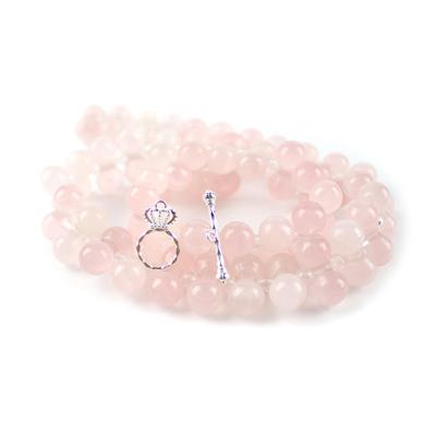 Barbell Beads - 290cts Rose Quartz Barbell Beads Approx 8x16mm 38cm Strand with Spacers with 925 Sterling Silver Crown Toggle Clasp Approx 16x22mm