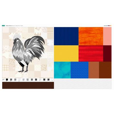 Delphine Brooks' Rooster Brights Fabric Panel (140 x 82cm)