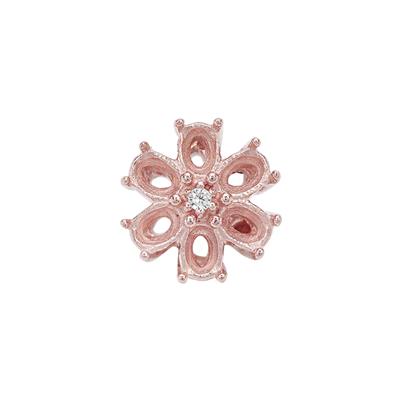 Rose Gold Plated 925 Sterling Silver Flower Oval Pendant Mount (To fit 4x3mm gemstones) Inc. 0.02cts White Zircon Brilliant Cut Round 1.50mm - 1pcs