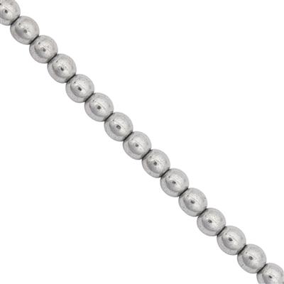 65cts Silver Color Coated Hematite Smooth Round Approx 4mm, 30cm Strand