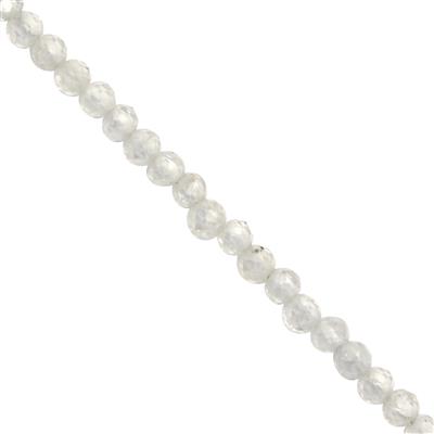 13cts White Zircon Faceted Round Approx 2mm 36cm Strand