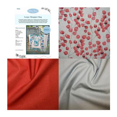 Debbie Shore Red Leaves Large Shopper Bag Kit: Instructions & Fabric (1.5m)