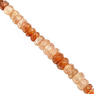 68cts Ombre Champagne Zircon Faceted Rondelles Approx 2.5x1 to 5x3mm, 32cm Strand