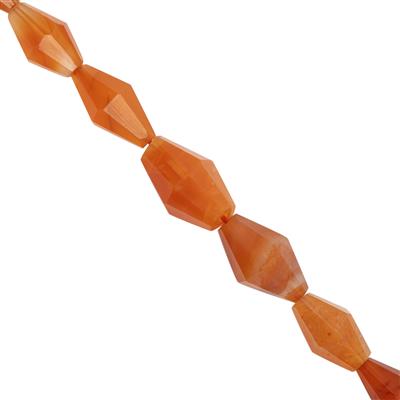 68cts Carnelian Faceted Long Bicone Approx 10x6 to 16x6mm 21cm Strands 