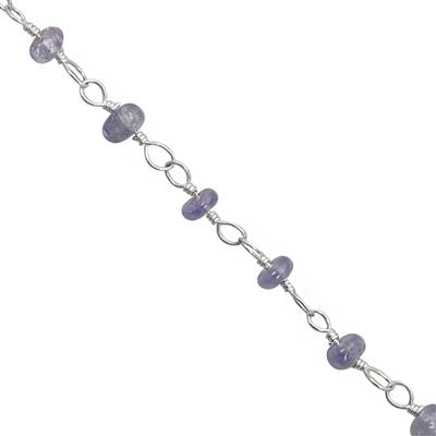 Silver Plated Base Metal Chain With 30cts Tanzanite Approx 3 to 4mm - 1 Metre With Spool