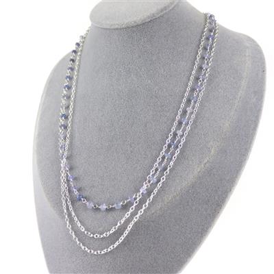 Silver Plated Base Metal Chain With 30cts Tanzanite Approx 3 to 4mm - 1 Metre With Spool