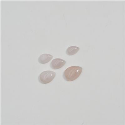 25cts Morganite Pear Cabochons Assorted Sizes (Set Of 5) 