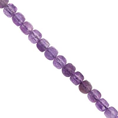 23cts Amethyst Faceted Cube Approx 4mm, 19cm Strand