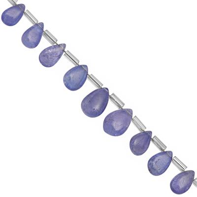 25cts Tanzanite Smooth Pear Approx 5x3 to 11x7mm, 20cm Strand With Spacers