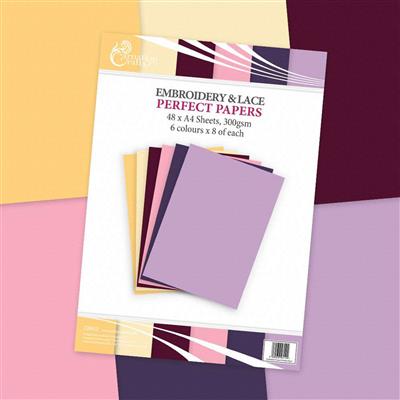 Carnation Crafts Embroidery & Lace A4 Perfect Papers 300gsm 48 sheets