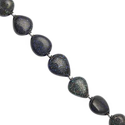 40cts Australian Black Opal Smooth Pears Approx 7x6 to 12x10mm, 20cm Strand With Spacers 