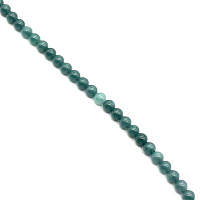 60cts Type A Olmec Blue Jadeite Plain Rounds, Approx 7mm, 19cm Strand