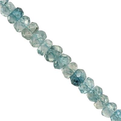 14cts Ratanakiri Blue Zircon Faceted Rondelles Approx 2 to 4mm with 14cm Strand