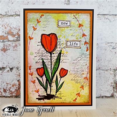 Visible Image Sketched Tulips Stamp Set
