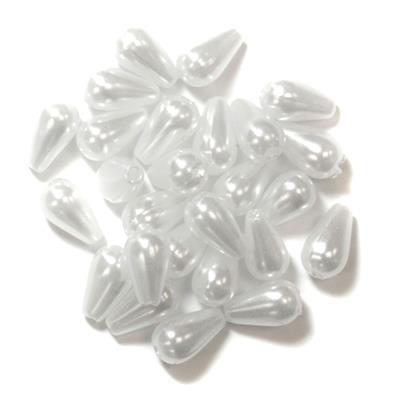 White Pearl Drop Beads 6mm x 9mm (Pack of 20)