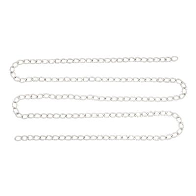 Silver Plated Base Metal Curb Chain, Approx 20Inch (unfinished)