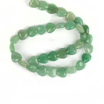 190cts Green Aventurine Hearts Approx 12mm, 35cm Strand