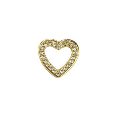 Gold Plated 925 Sterling Silver Heart Jump Ring with White Topaz, Approx 9mm, 1pc