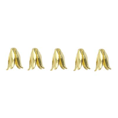 Gold 925 Sterling Silver Flower Cone Bead Caps, 5pcs