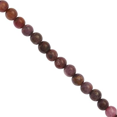 70cts Natural Indian Ruby Plain Rounds Approx 4 to 6mm, 25cm Strand 