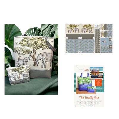 Amber Makes Totally Tote Kit: Panel & Instructions - Elephants