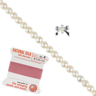 925 Sterling Silver Connector & White Freshwater Cultured Pearl Project With Instructions By Yvonne Froelich