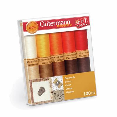 Gütermann Natural Cotton C No.50 Thread Set Assorted Colours  Pack 10 x 100m