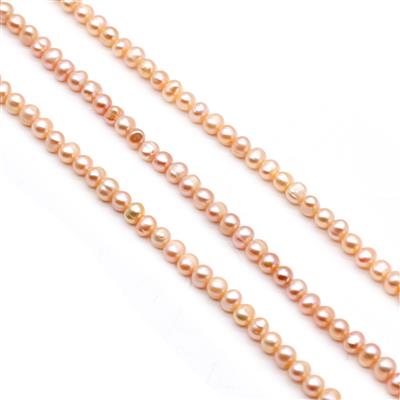 3 x 38cm Strand Peach Freshwater Potato Pearls Approx 6-7mm