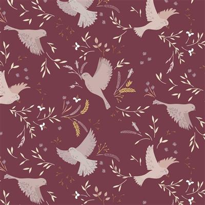 Lewis & Irene Presents Cassandra Connolly Meadowside Meadow Call Wine Fabric 0.5m