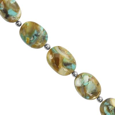 35cts Gold Mojave Turquoise Smooth Oval Approx 14x9 to 16x11mm Strand With Hematite Spacers