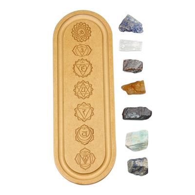 Seven Chakra Mala Knotting Wood Board With Gemstone