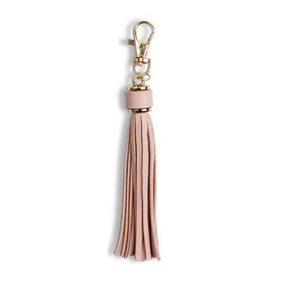 Blush Pink Faux Leather Bag Tassel Keyring 15cm