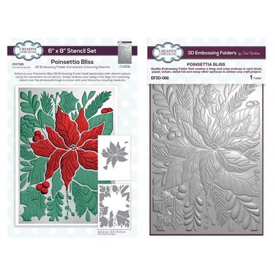 Poinsettia Bliss - 5 x 7 3D Embossing Folder & 2 Companion Colouring