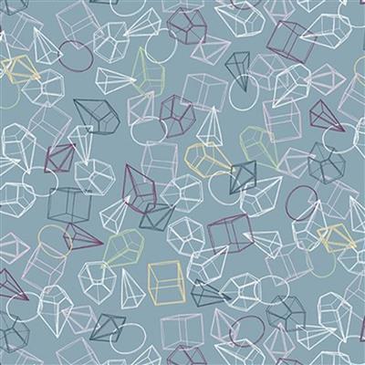 Michael Miller Greenhouse Gardens in Shapes Blue Fabric 0.5m